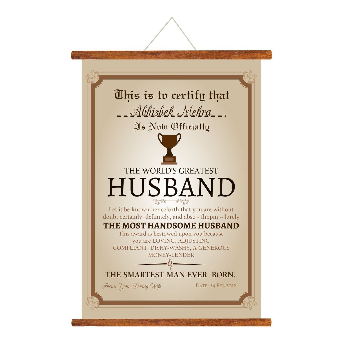 World Greatest Husband Greeting Card Scroll