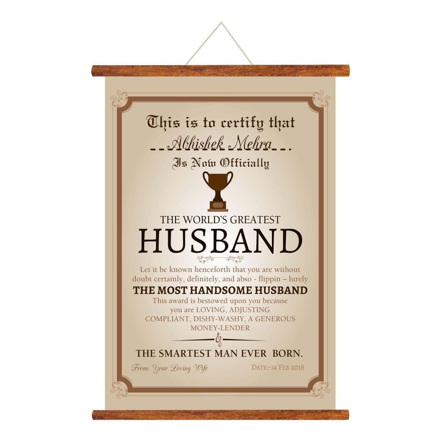 World Greatest Husband Greeting Card Scroll
