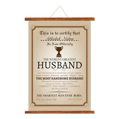 World Greatest Husband Greeting Card Scroll