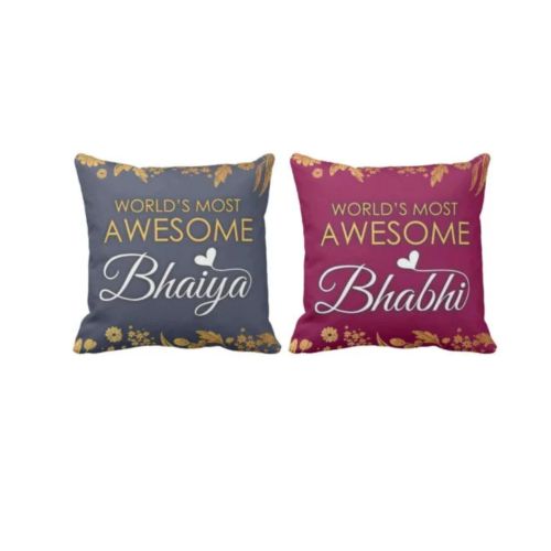 Worlds most awesome bhaiya bhabi cushion cover
