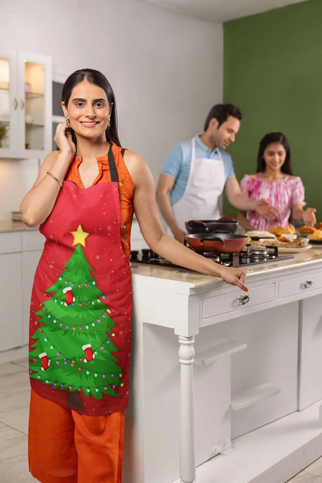 Xmastreeprintedchristmasapronfemal