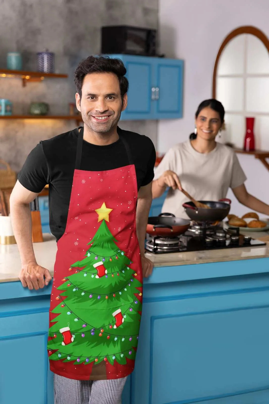 Xmastreeprintedchristmasapronmal
