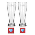 Engraved Pilsner Beer Glass Set of 2 - Couple Anniversary Gift