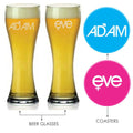 Adam And Eve Engraved Couple Beer Glasses Set
