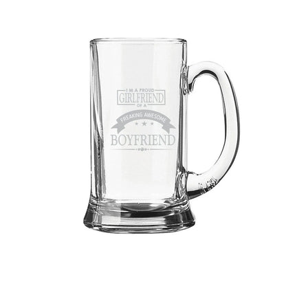 Proud Girlfriend of a Freaking Awesome Boyfriend Engraved Beer Mug