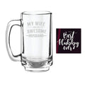 Beer Mug for Husband, Awesome Husband Engraved with Coasters