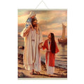 Jesus With Children Canvas Scroll - Christian Wall Art 18"