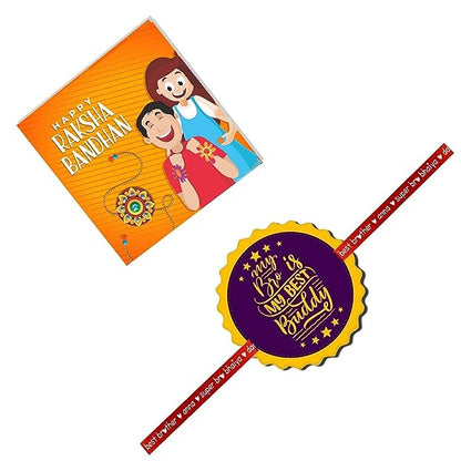 Rakhi for Brother Best Buddy Printed Rakhi Raksha Bandhan - Flower Shaped