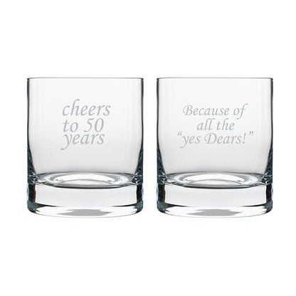 Cheers 50th Anniversary Whiskey Glasses