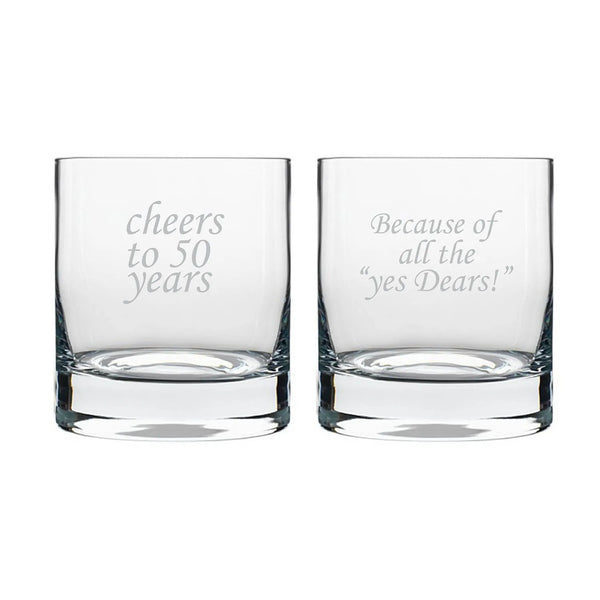 Cheers 50th Anniversary Whiskey Glasses