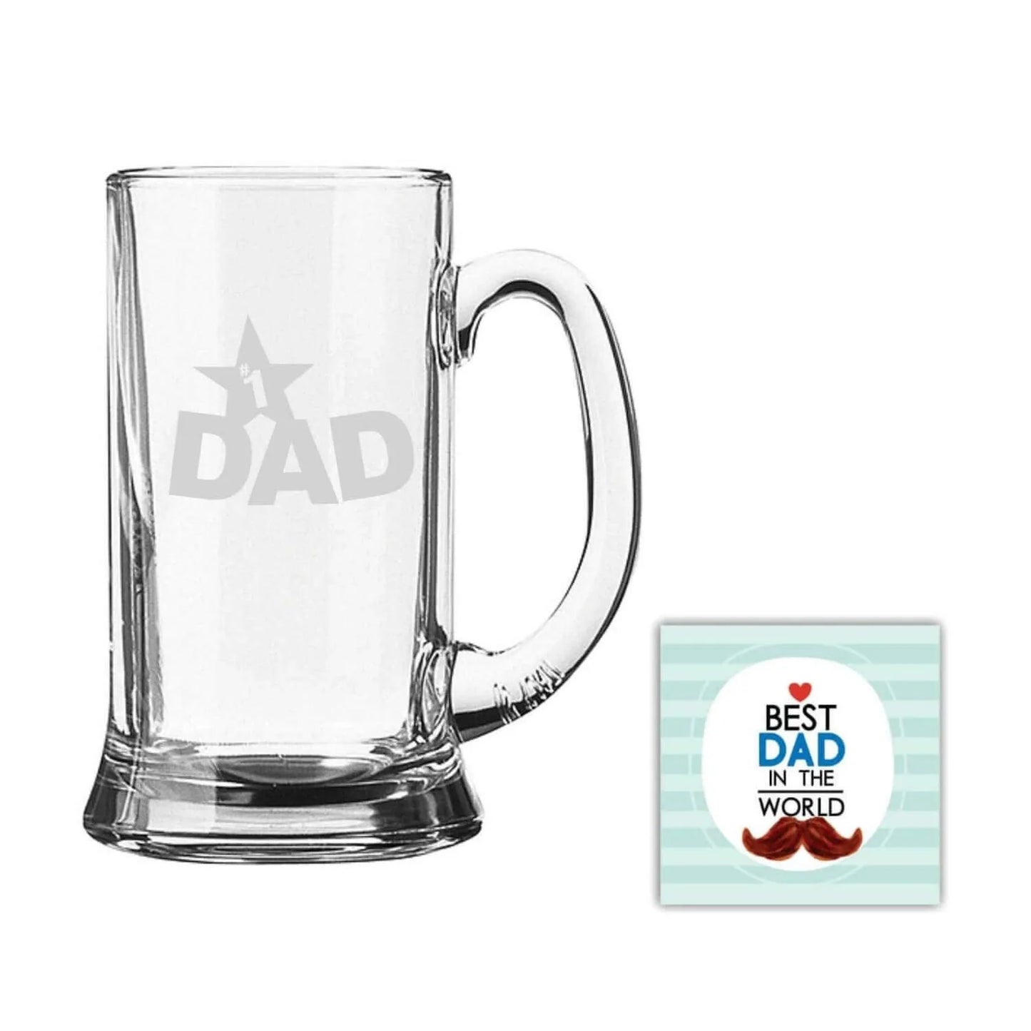Dad & Best dad in The World Engraved Beer Mug Combo