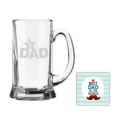Dad & Best dad in The World Engraved Beer Mug Combo