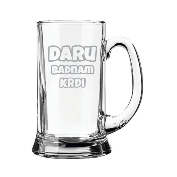 Daaru Badnam Kardi Hindi Engraved Beer Mug