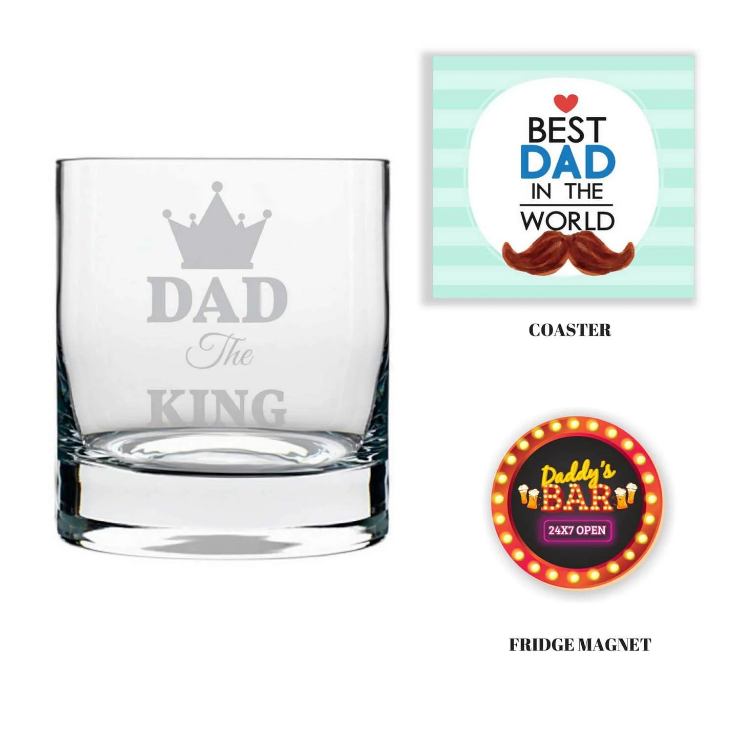 King Dad Engraved Whiskey Glass