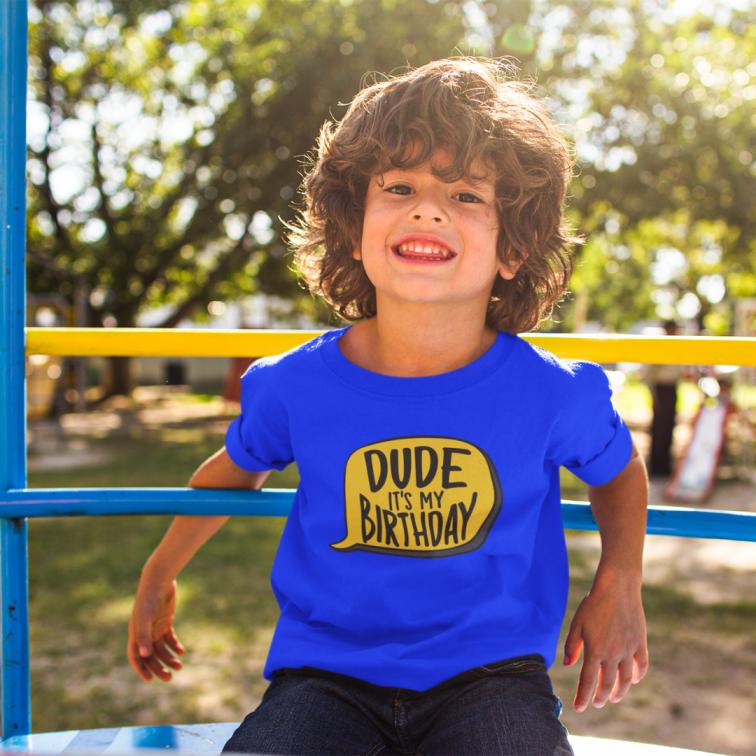 dude it's my birthday printed Boy's T-Shirt