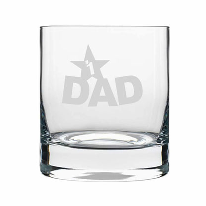 No 1 Dad Engraved Whiskey Glass