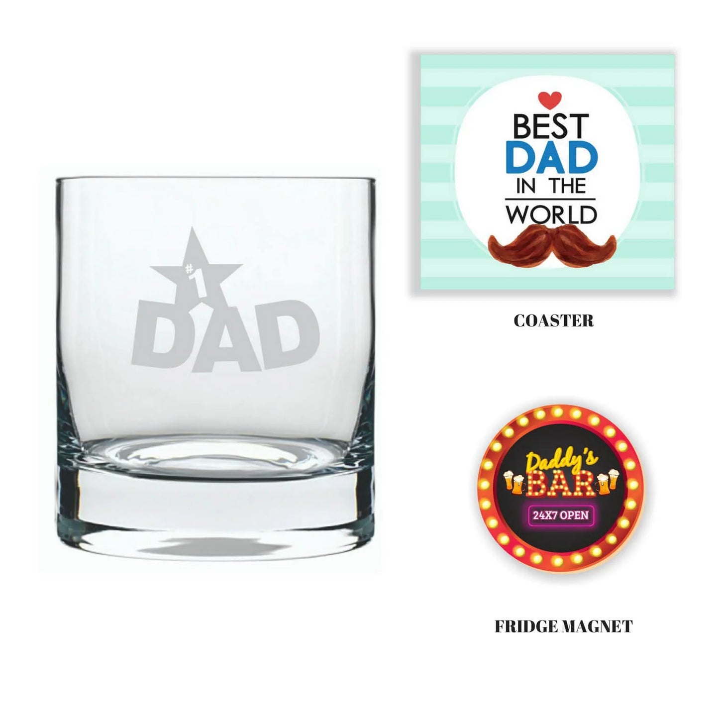 No 1 Dad Engraved Whiskey Glass