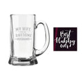 Beer Mug for Husband, Awesome Husband Engraved with Coasters