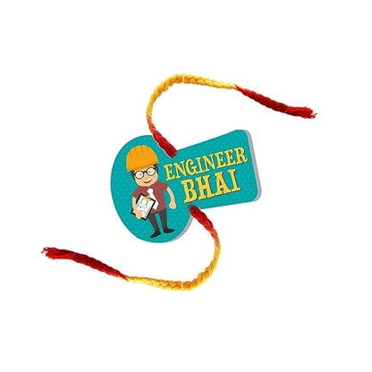 TheYaYaCafe Acrylic Engineer Bhai Printed Rakhi with Roli Tika for Brother and Raksha Bandhan (Green), One Size (RK0182)