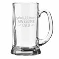 World's Most Awesome Dad Engraved Beer Mug - Birthday Gift
