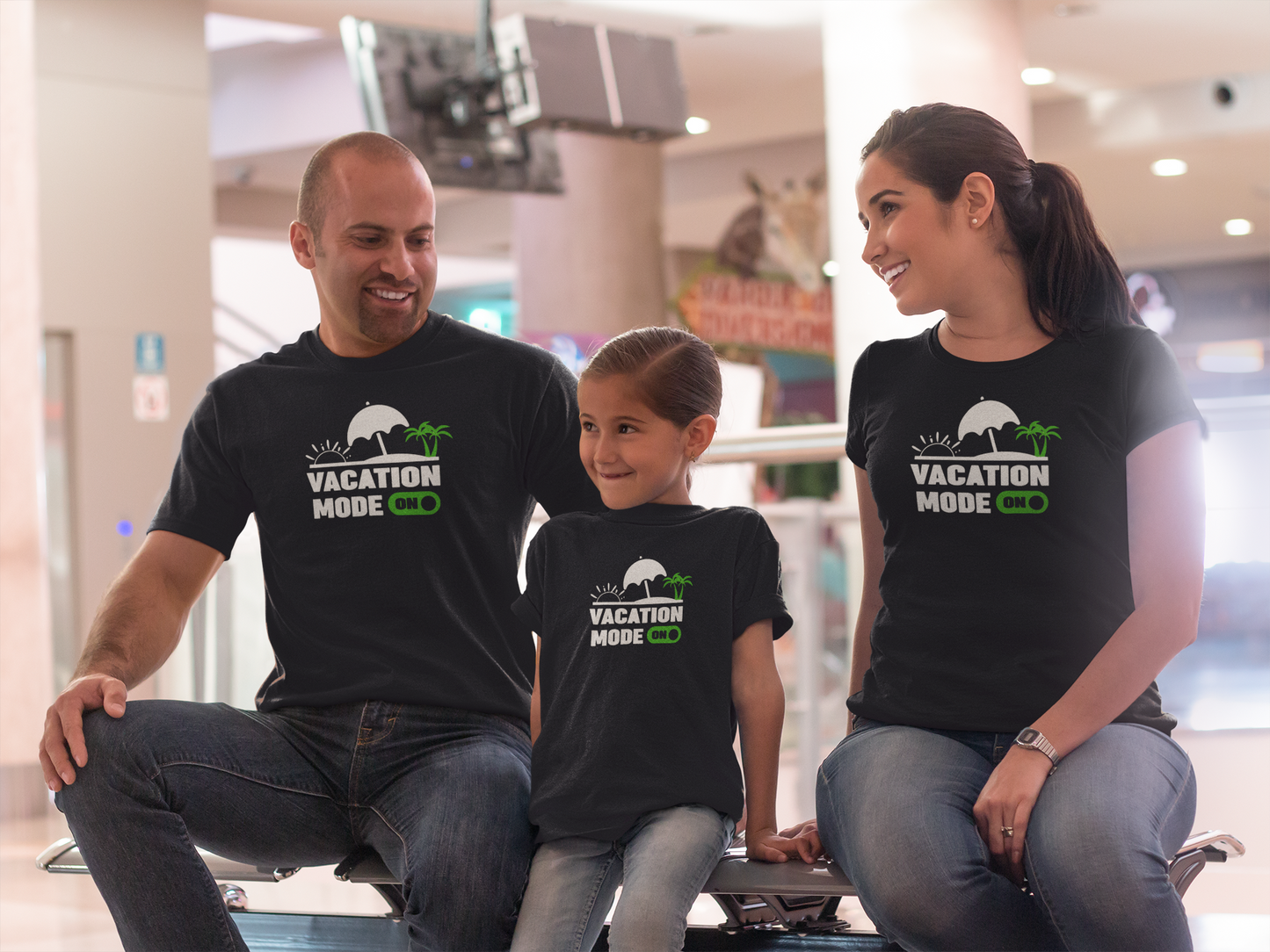 family-of-three-wearing-tshirts-template-with-different-designs-a15669
