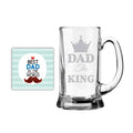 Dad The King Engraved Glass Beer Mug