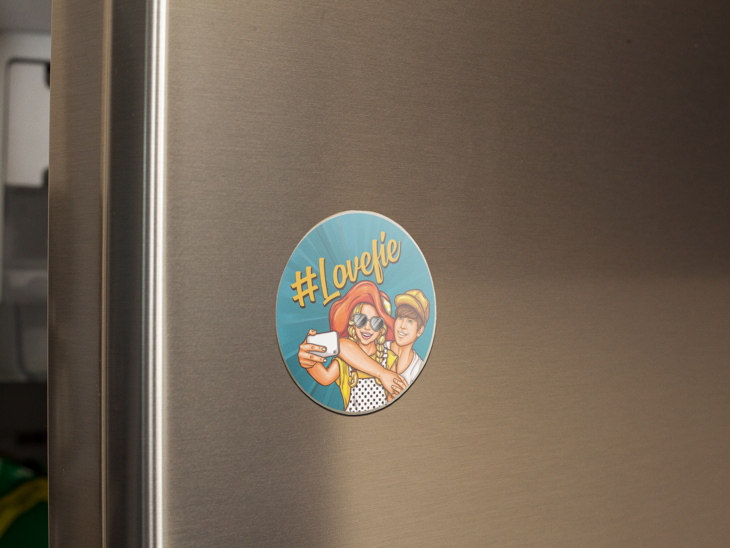 fridge-magnet-mockup-on-a-metallic-fridge-door-a14799