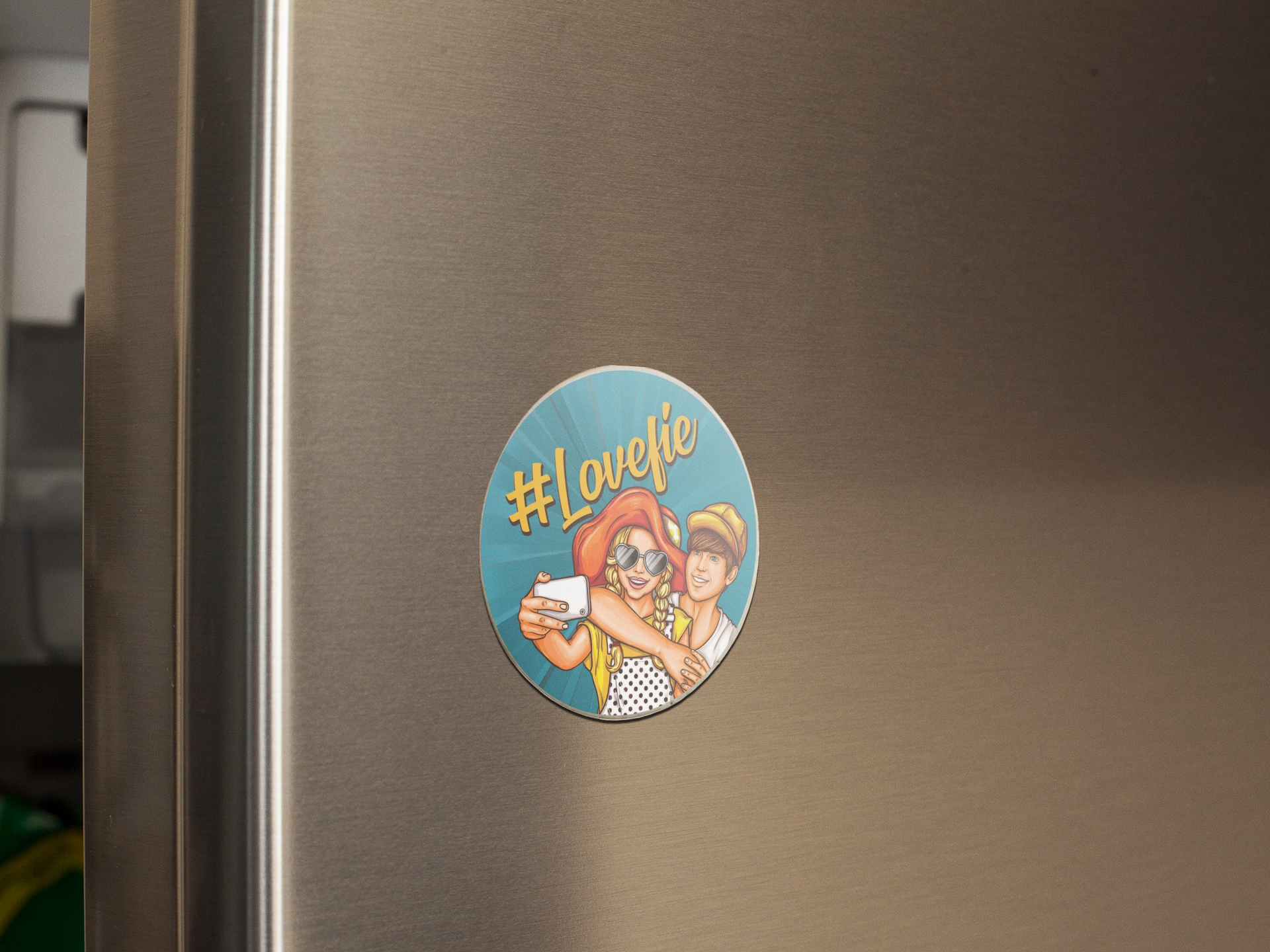 fridge-magnet-mockup-on-a-metallic-fridge-door-a14799