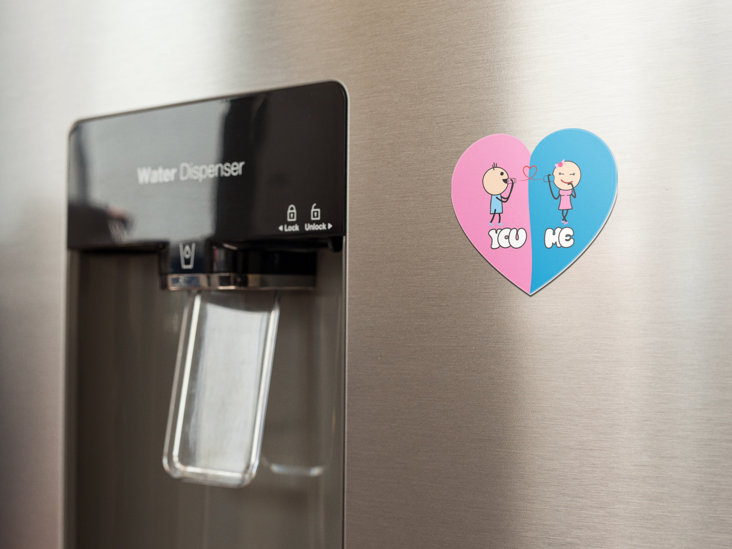 fridge-magnet-mockup-on-a-metallic-fridge-near-the-water-dispenser-a14790