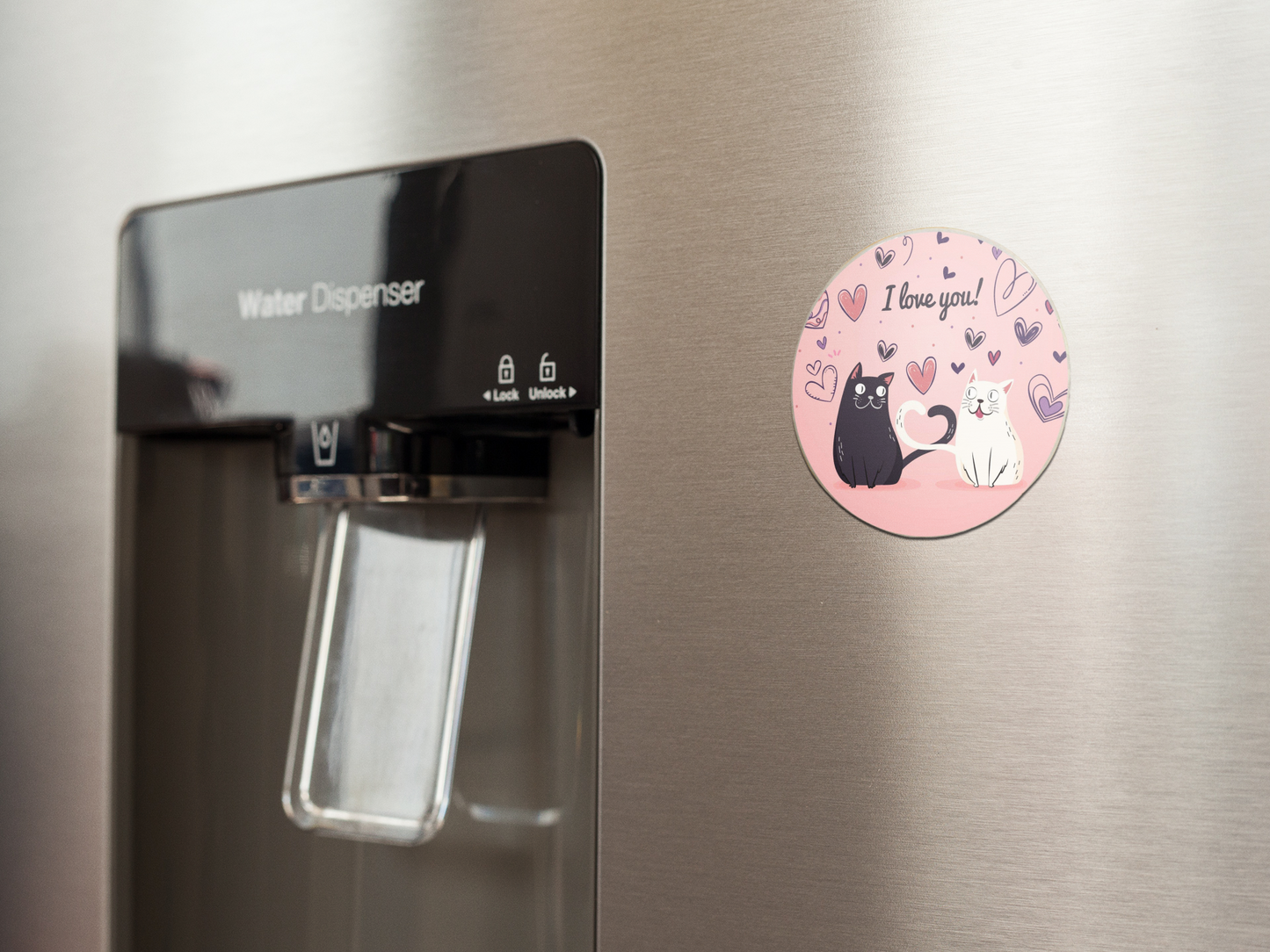 fridge-magnet-mockup-on-a-metallic-fridge-near-the-water-dispenser-a14790