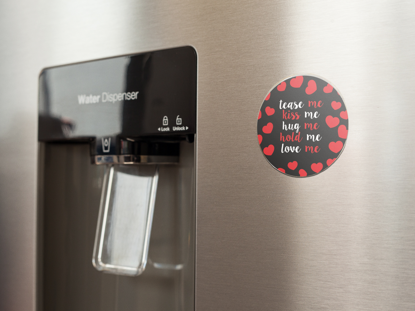 fridge-magnet-mockup-on-a-metallic-fridge-near-the-water-dispenser-a14790