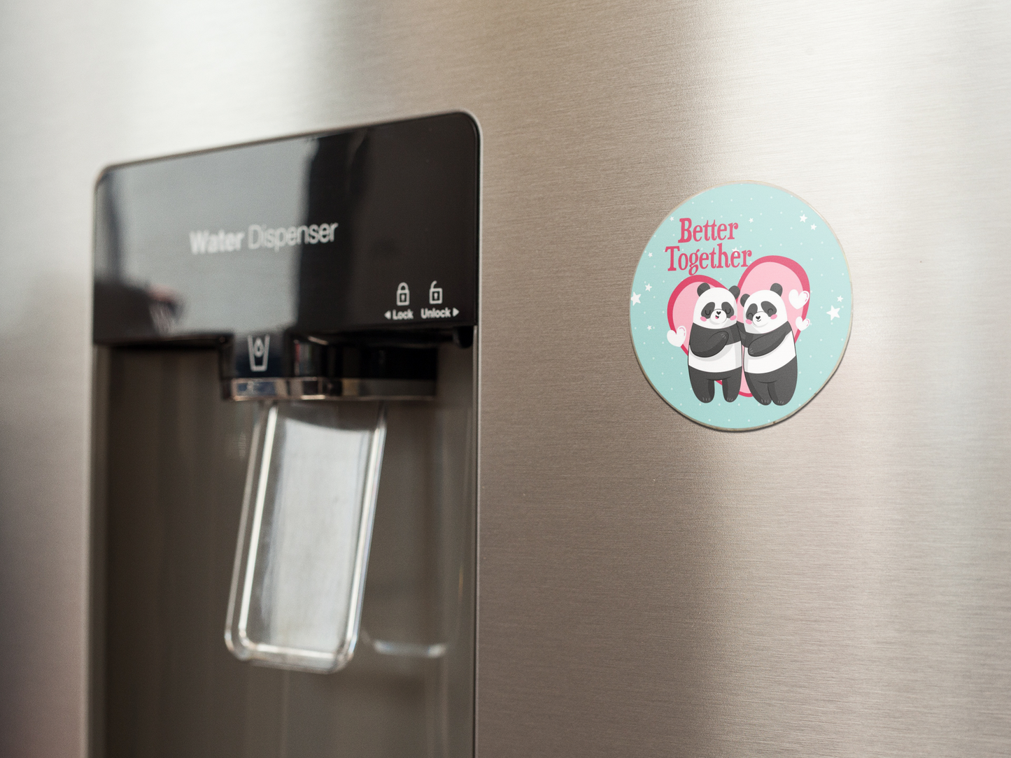 fridge-magnet-mockup-on-a-metallic-fridge-near-the-water-dispenser-a14790