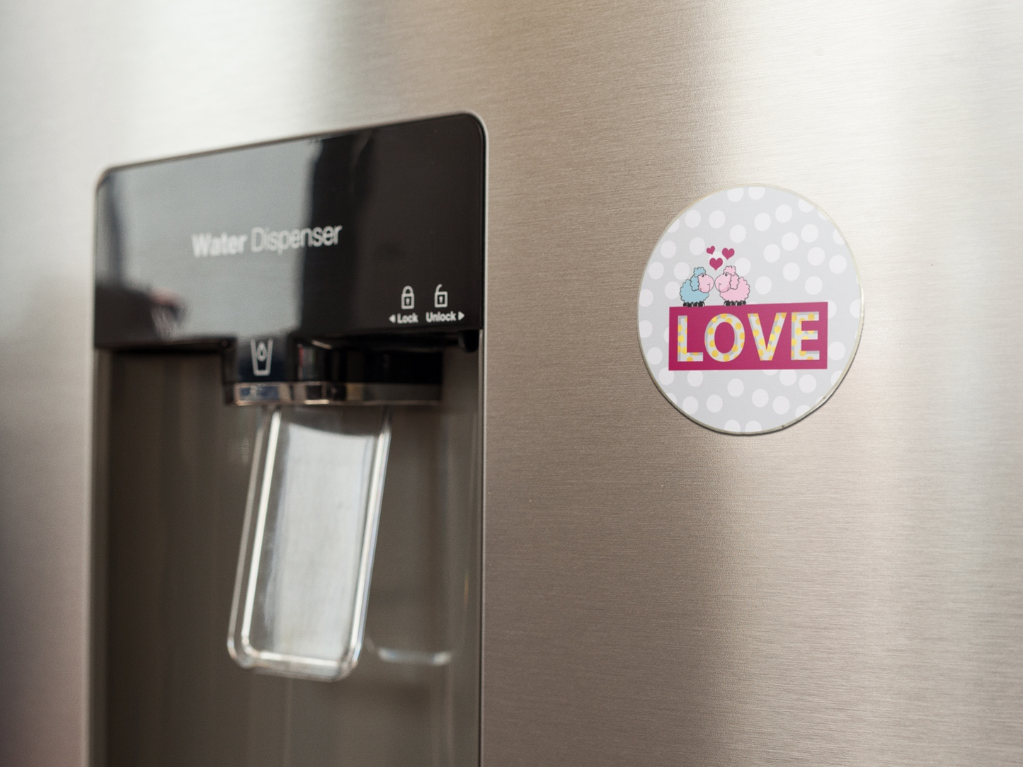 fridge-magnet-mockup-on-a-metallic-fridge-near-the-water-dispenser-a14790