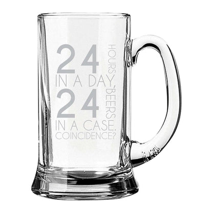 Funny 24 Hours 24 Beers Engraved Beer Mug