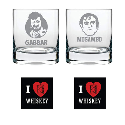 Gabbar Mogambo Engraved Whiskey Glasses