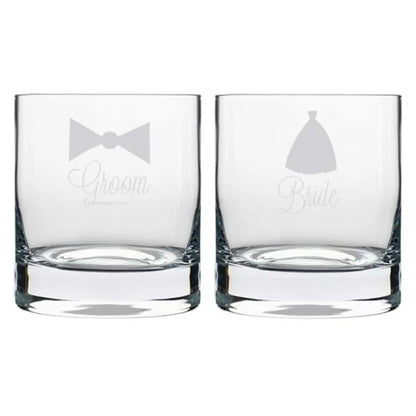 Bride And Groom Engraved Whiskey Glasses