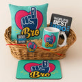 No.1 Bro Rakhi Gift Hamper - Mug, Cushion, Mouse Pad & Keychain Set