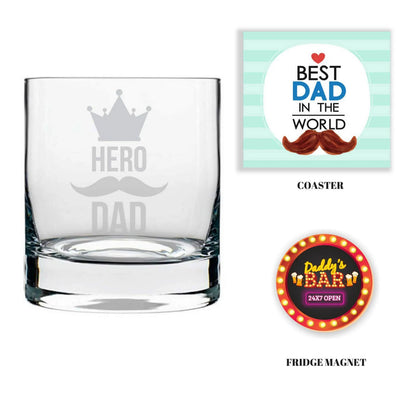 Hero Dad Engraved Whiskey Glass