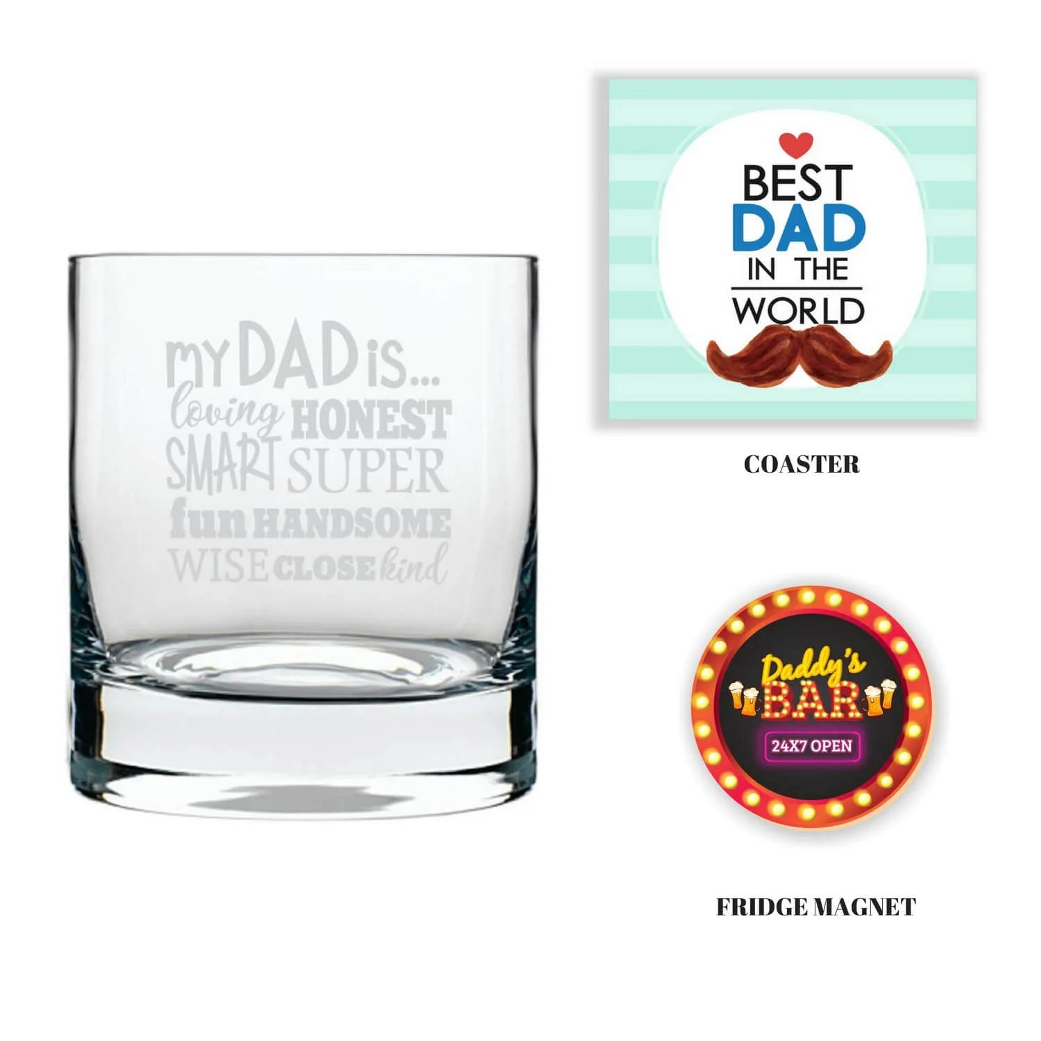 Handsome Cool Dad Engraved Whiskey Glass