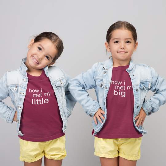 I Met My Big Little Sister's Printed Cotton T-Shirt