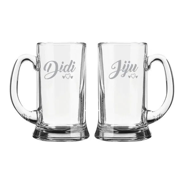Didi Jiju Hearts Engraved Beer Mug