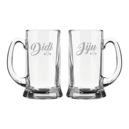Didi Jiju Hearts Engraved Beer Mug