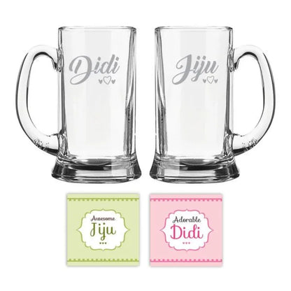 Didi Jiju Hearts Engraved Beer Mug