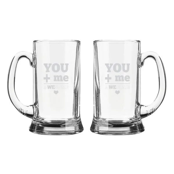 You and Me We are Awesome Engraved Beer Mug