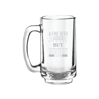 Don't Judge Beer with A Standard Size Engraved Glass Beer Mug