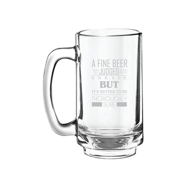Don't Judge Beer with A Standard Size Engraved Glass Beer Mug