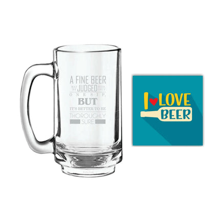 Don't Judge Beer with A Standard Size Engraved Glass Beer Mug