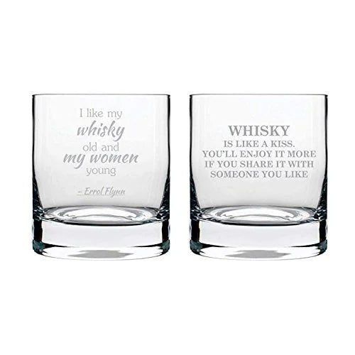 Whisky is Like A Kiss Engraved Stelvio Whiskey Glasses