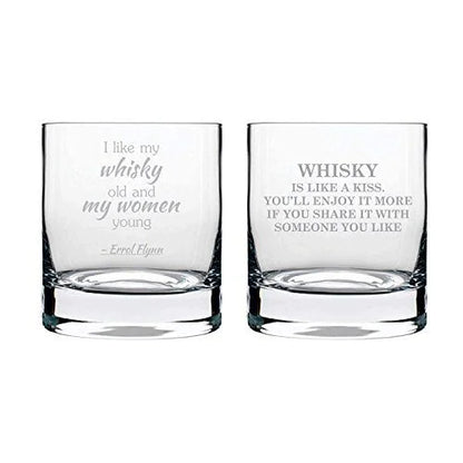 Whisky is Like A Kiss Engraved Stelvio Whiskey Glasses