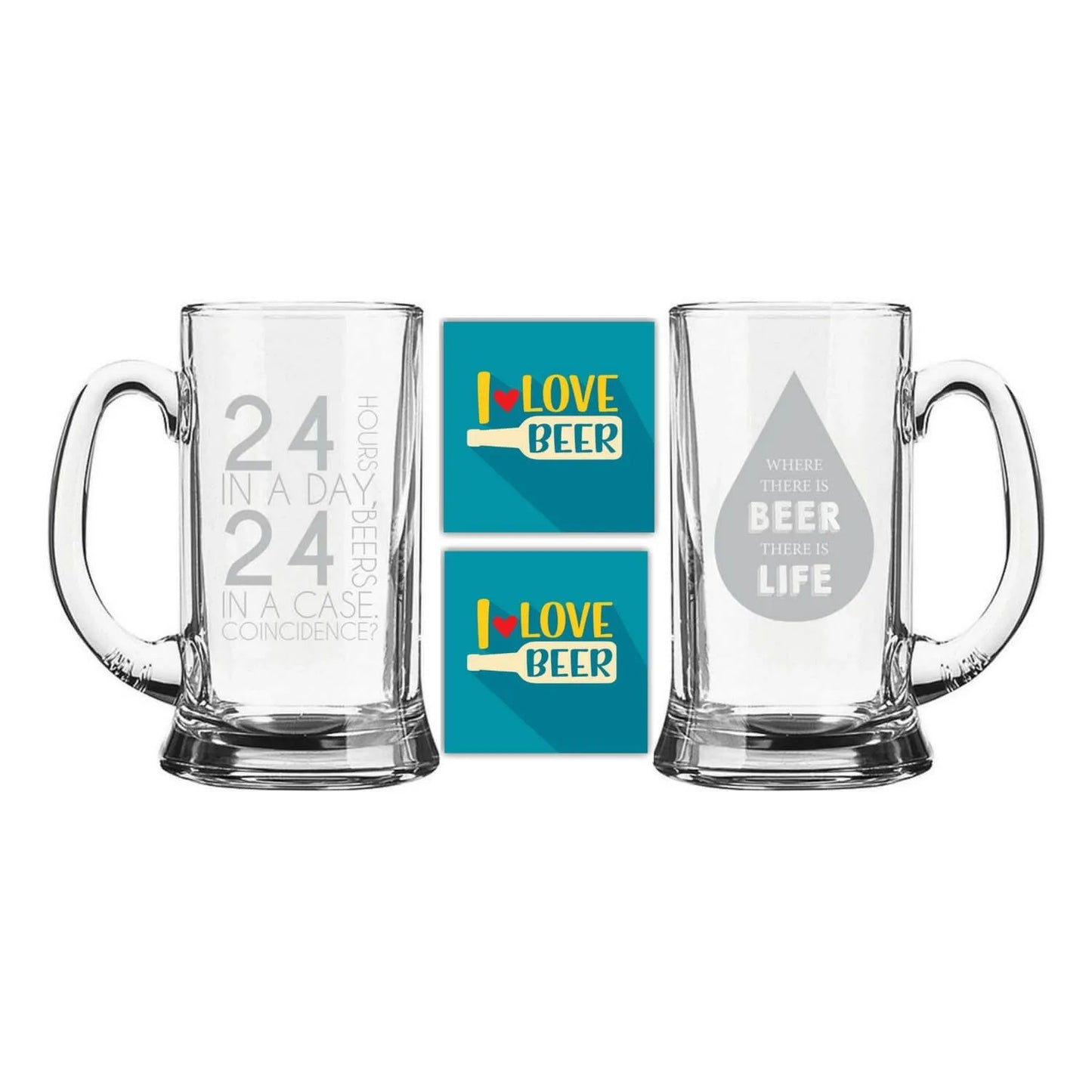 Beer Life Engraved Beer Mug Set Combo